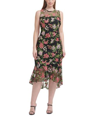 Floral-Embroidered Midi Dress ☀ Reviews ...